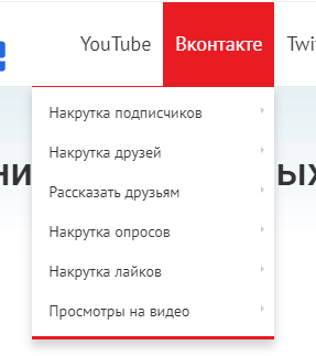 Заходим в СоцЛайк, выбираем раздел ВКонтакте и накрутку подписчиков