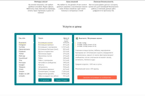 Услуги и цены на сайте Простоспец.рф по накрутке подписчиков платно