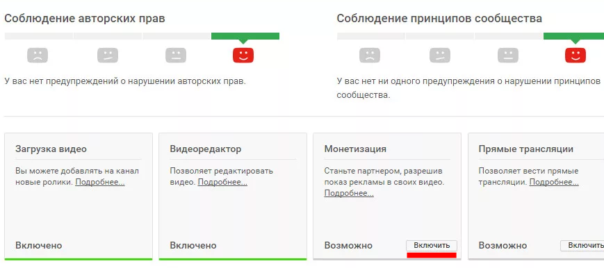 как включить монетизацию в ютубе
